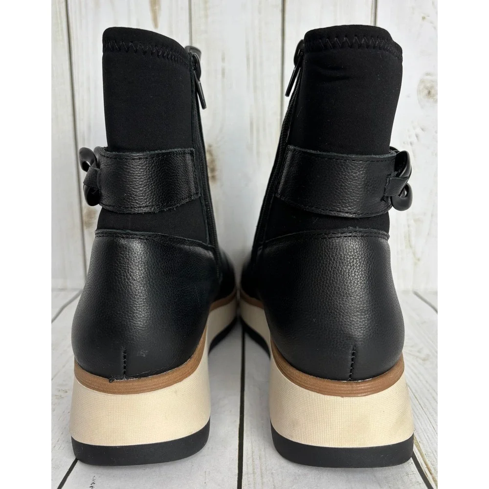 Clarks Zylah Rose Womens Black Leather Chain‎ Wedge Ankle Boots Size 7M